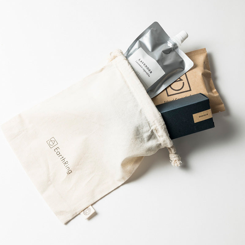 PAU ロゴ入り布製巾着袋 オーガニックコットン巾着袋（ロゴ入り） | Earthring-aroma